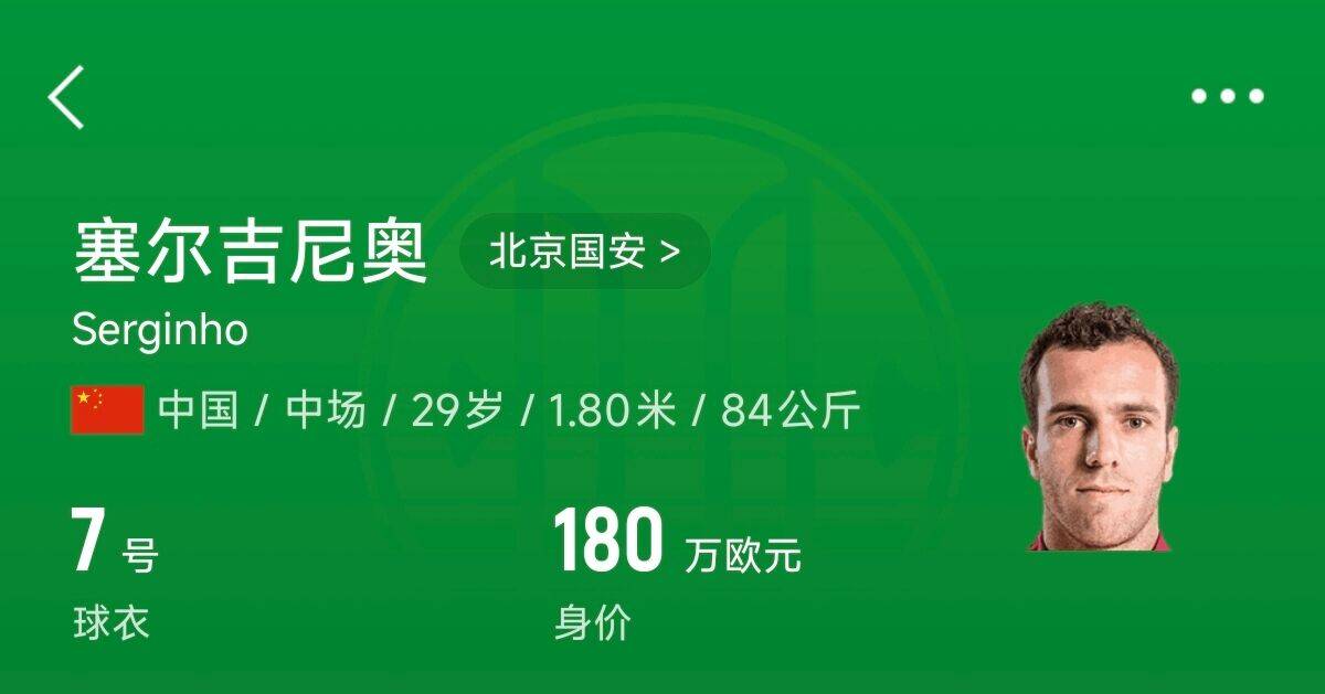 180萬(wàn)歐！塞爾吉尼奧成為中國(guó)身價(jià)最高的球員，武磊120萬(wàn)歐第2
